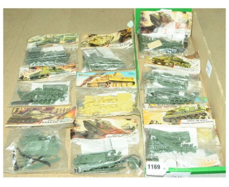 Airfix a group of Plastic (00 Scale) Kits Military Related to include; Gun &amp; Limber; Churchill Tank; Armoured Car; Lee Gr