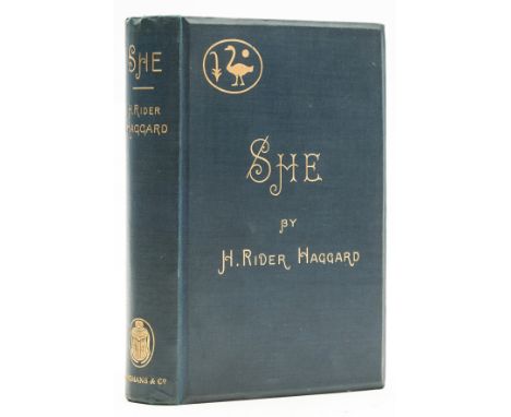 NO RESERVE Haggard (H. Rider) She. A History of Adventure, first edition, first issue, with 'Godness' on penultimate line of 