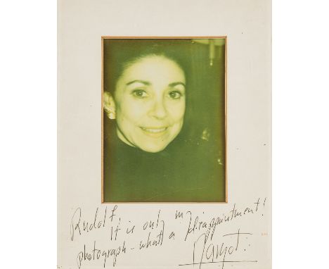 Fonteyn (Dame Margot, ballerina, 1919-91).- Photograph of Margot Fonteyn inscribed to Rudolf Nureyev, "Rudolf, It is only my 