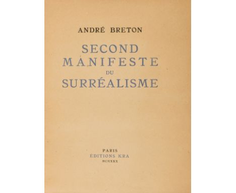 NO RESERVE Breton (André) Second Manifeste du Surréalisme, first edition, title printed in blue and black, lighlty browned, o