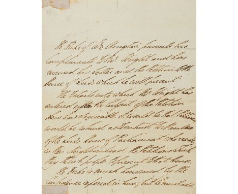 Wellington (Arthur Wellesley, first Duke of, army officer and prime minister, 1769-1852) Autograph Letter third person to Dr 