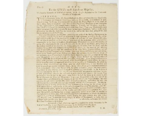 NO RESERVE Physician to the Garrison at Portsmouth.- Meik (Dr Thomas, physician at Portsmouth, d. 1811) [Address to George II