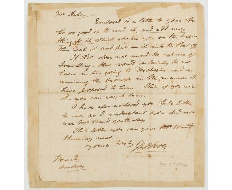 Coleridge (Samuel Taylor).- Poole (Thomas, tanner and friend of Samuel Taylor Coleridge, 1766-1837) Autograph Letter signed t