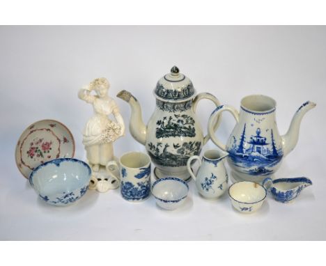 A small collection of late 18th/early 19th century English porcelain and china including a Worcester sparrow beak jug, small 
