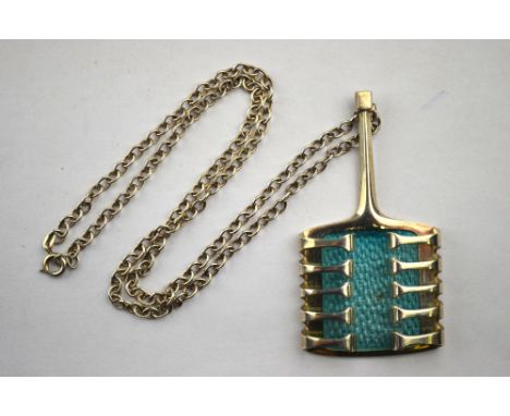 David Anderson Norway - a silver pendant of wrap around style over turquoise enamelConditionGood condition, no damage or repa
