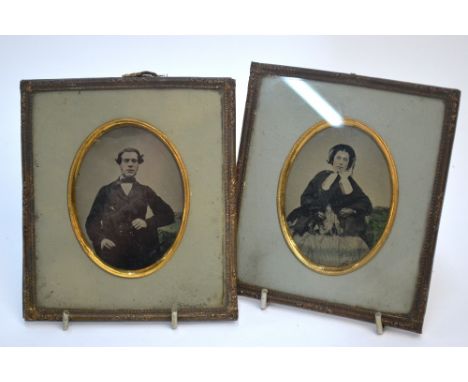 A Husband and Wife pair, collodion or other process by A.L. Henderson of No. 49 King William Street; framed and glazed, overa