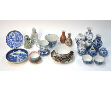 A quantity of Chinese, and other, Ceramics, including: a Baba/Nonya famille rose cup with saucer; a famille rose cup and sauc