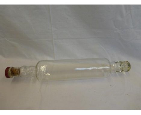 A rare Pyrex branded glass rolling pin with corked stopper to one end. 