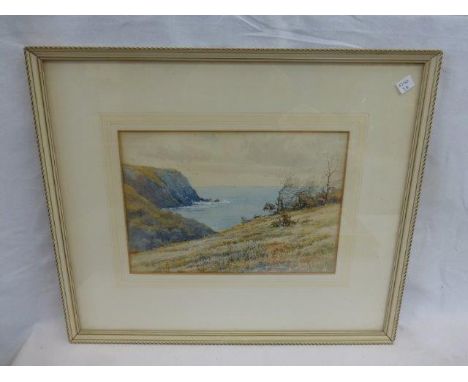 EARLY 20TH CENTURY ENGLISH SCHOOL - a coastal scene with waves crashing against a rocky coastline, watercolour, bearing Readi
