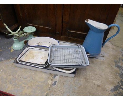 A quantity of assorted enamel wares.