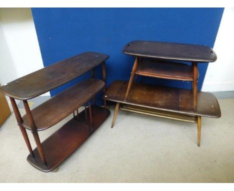 An Ercol toom divider and two Ercol coffee tables.