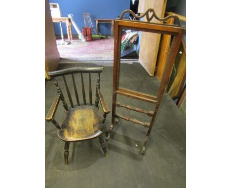 vintage childs chair and fire screen frame