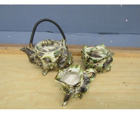 Vintage seashell conch shaped teapot, creamer and sugar bowl&nbsp;