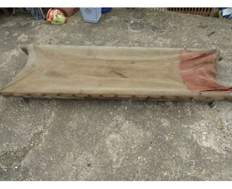 Vintage St Johns Ambulance Clerkenwell London stretcher with castor wheels and extending arms