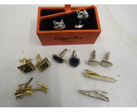 Dapper Fox cuff links and other various cuff links and tie pin