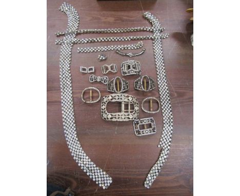 Vintage buckles and belts with glass stones