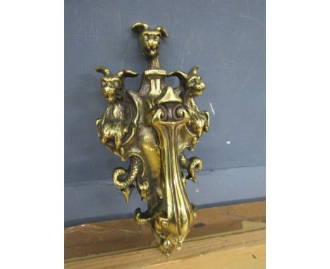 Large brass Cerberus door knocker H28cm approx&nbsp;