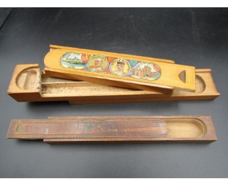 2 vintage 'Edwardian' wooden pencil cases