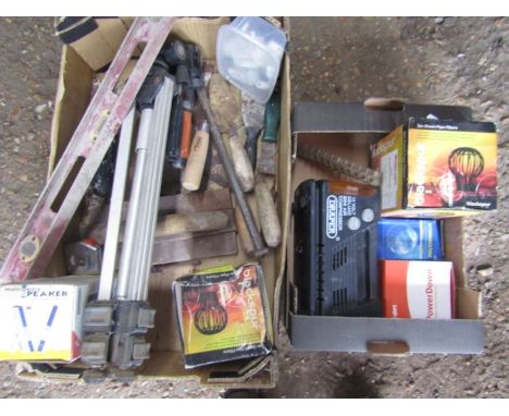 Box of tools and a tyre inflator