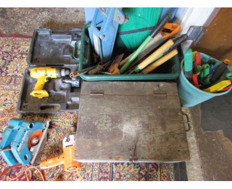 Various tools inc Dewalt and tarpaulins any plugs removed on electricals
