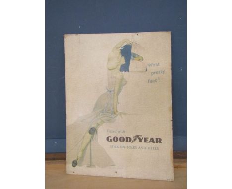 Vintage cardboard Goodyear advertising sign 36cm x 49cm approx&nbsp;