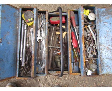 metal tool box full of tools