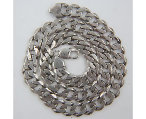 Heavy gauge 925 silver neck chain, L: 56 cm, 92g, only marked 925, chain W: 11 mm. UK P&amp;P Group 0 (£6+VAT for the first l