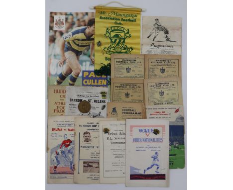 Collection of Warrington Football club memorabilia to include programmes. UK P&amp;P Group 1 (£16+VAT for the first lot and £