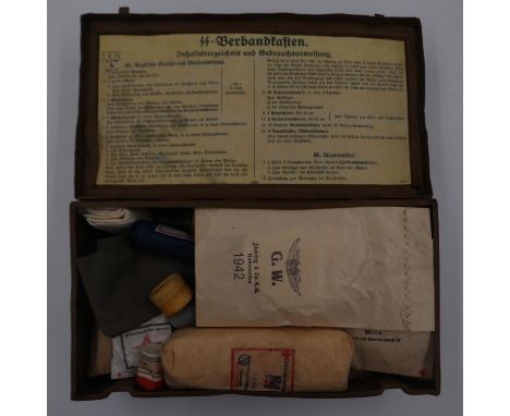 Third Reich Waffen SS First Aid Tin and contents. UK P&amp;P Group 2 (£20+VAT for the first lot and £4+VAT for subsequent lot