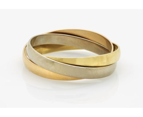 ArmreifParis, CARTIER, Modell: TRINITY Gold en trois couleurs 750/-, gestempelt. Signiert Cartier, MD. 930772. D. ca. 6,5 cm.