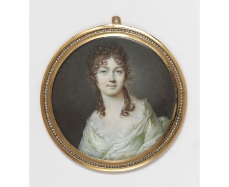 Alexandre (wohl Louis Alexandre, 1759 Reims - 1827 ebenda)um 1800 Bildnis einer jungen DameBrustbild frontal, den Kopf leicht