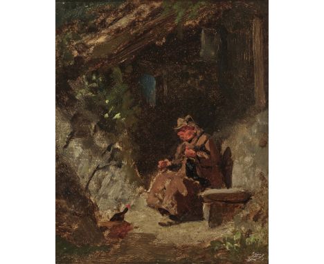 Carl Spitzweg1808 München - 1885 ebendaDer KlausnerR. u. mit S im Rhombus bezeichnet (geritzt). Rücks. versch. Bezeichnungen 
