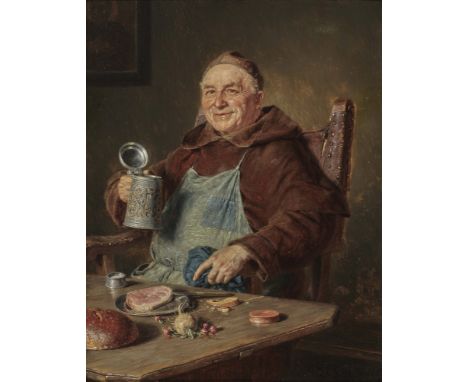 Eduard von Grützner1846 Großkarlowitz b. Neisse - 1925 MünchenVesperbrotR. u. signiert und 1910 datiert. Öl auf Lwd. 44,8 x 3