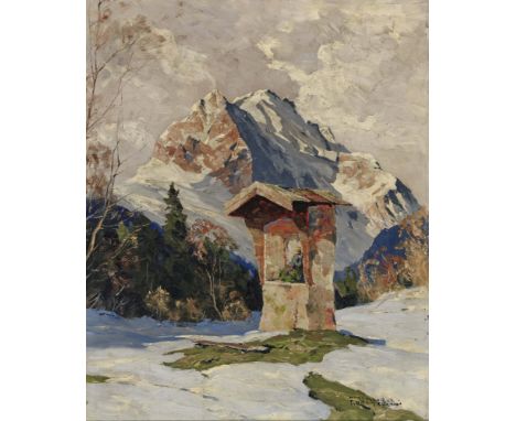 Hans Maurus1901 München - 1942Die Wettersteinspitzen bei MittenwaldR. u. signiert, Ortsbezeichnung Rottach-Egern. Rücks. beti