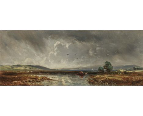 Eduard Schleich d. Ä.1812 Haarbach - 1874 MünchenGewitterstimmung über dem Starnberger SeeR. u. signiert. Rücks. Rest eines E