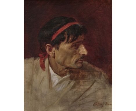 Karl Theodor von Piloty1826 München - 1886 AmbachStudie eines römischen SenatorsR. u. signiert und Ortsbezeichnung Rom. Öl au