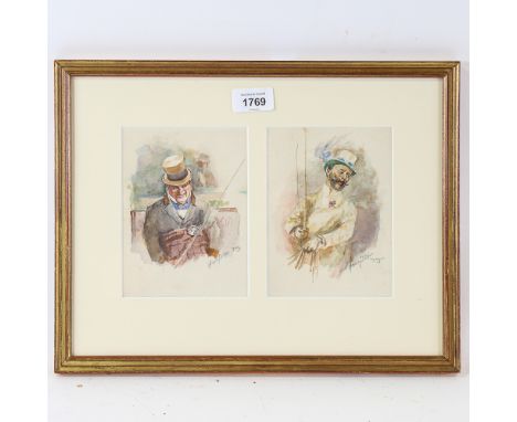 Henrie Pitcher, pair of watercolours, carriage drivers, signed and dated 1905, 15cm x 11cm, mounted in common frameGood condi