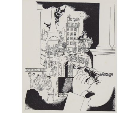 Edward Burra, lithograph, Parisian scene, circa 1930s, image 16cm x 12.5cm, mountedSlight paper discolouration at the edges 