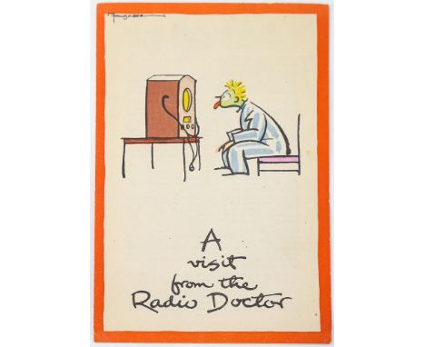 Fougasse (1887 - 1965), double-sided colour leaflet (lithograph with campaign text inside), a visit from the radio doctor, fo