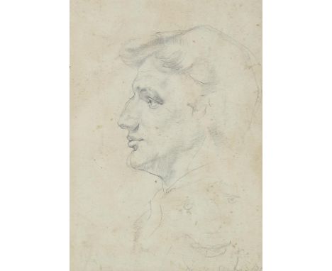 Pencil sketch, head portrait of a man, indistinctly signed, dated 1915, 23cm x 18cm, framedLight foxing and general discolour