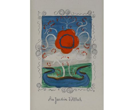 Andre Derain (1880 - 1954), colour lithograph on velum paper, Au Jardin d'Allah, published by Verve 1938, 29cm x 20cm, mounte