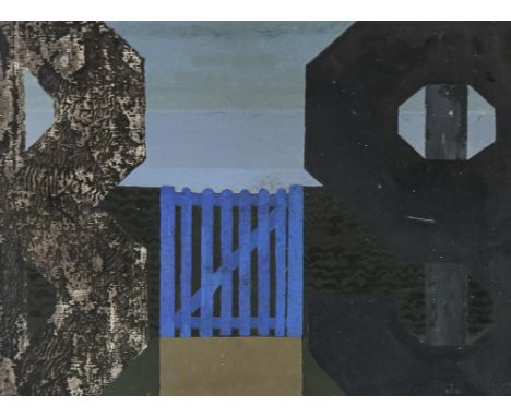David Holt (1928 - 2014), oil on board, blue gate, signed and dated '76, 40cm x 51cm, framedGood condition, a few minor surfa