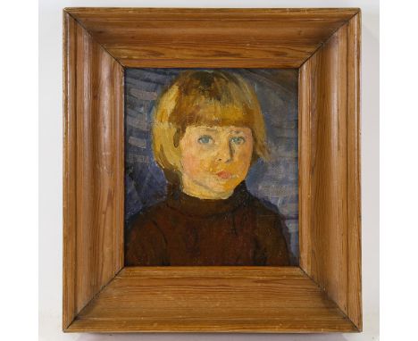Early 20th century oil on canvas, portrait of a girl, unsigned, 23cm x 21cm, framedGood condition 