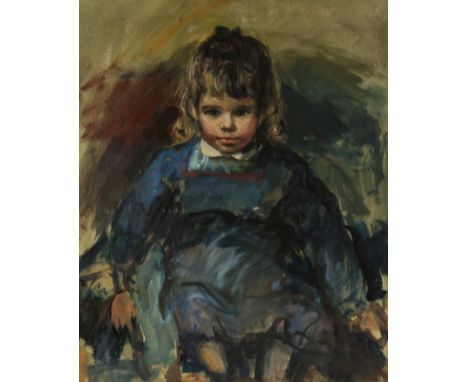 Early 20th century oil on canvas, portrait of a child, unsigned, 75cm x 63cm, framedTiny hole in canvas on the child's collar