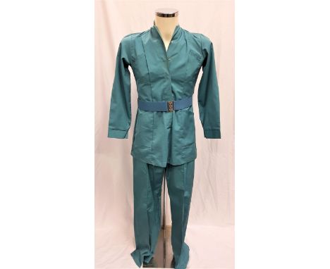 TIMECOP 2: THE BERLIN DECISION (2003) - THREE COSTUME ITEMScomprising a DOCTOR'S JACKET AND TROUSERS made up of ladies blue t
