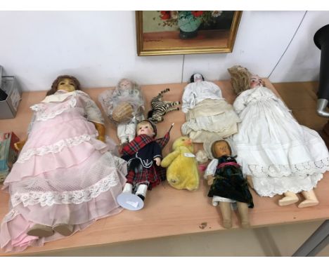 Vintage dolls to inc china heads, wax and others
