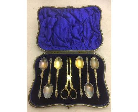 A cased HM silver gilt Apostle spoon; together with sugar nip