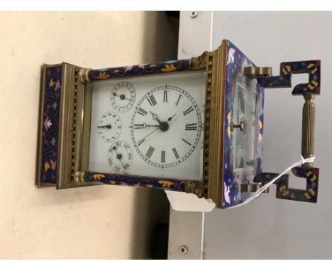 A Chinoiserie enamelled repeater carriage clock
