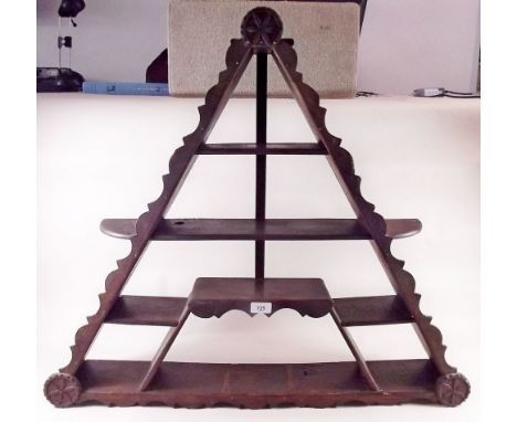 An unusual 19th century elm triangular display wall shelf - 72 x 82 cm