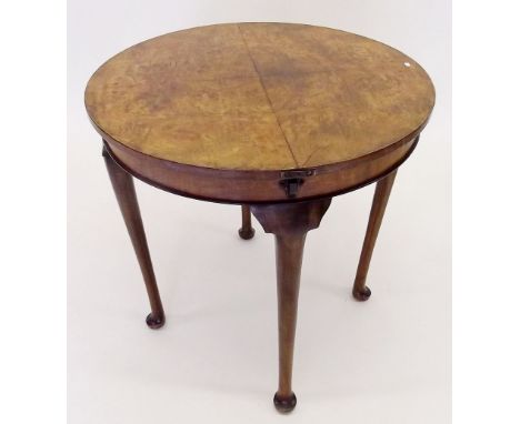 A walnut 1930's circular coffee table/card table (fastening to top a/f)